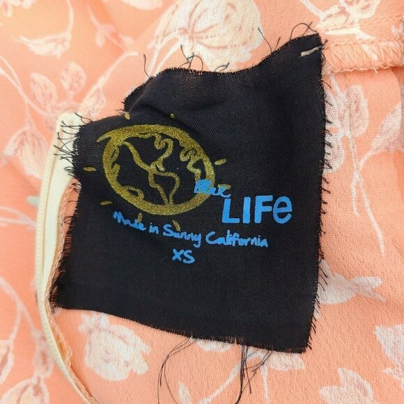 New Blue Life Twilight Tie Front Mini Dress Womens XS Blushing Garden Peach - Picture 7 of 8